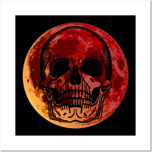 Halloween Blood Moon Skull Posters and Art